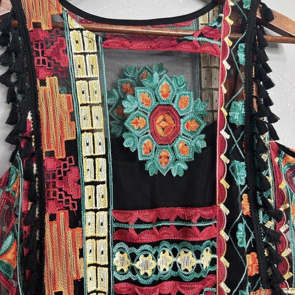 Anthropologie Eva Franco Saskia Embroidered Dress Black Colorful size 10 - Picture 8 of 10